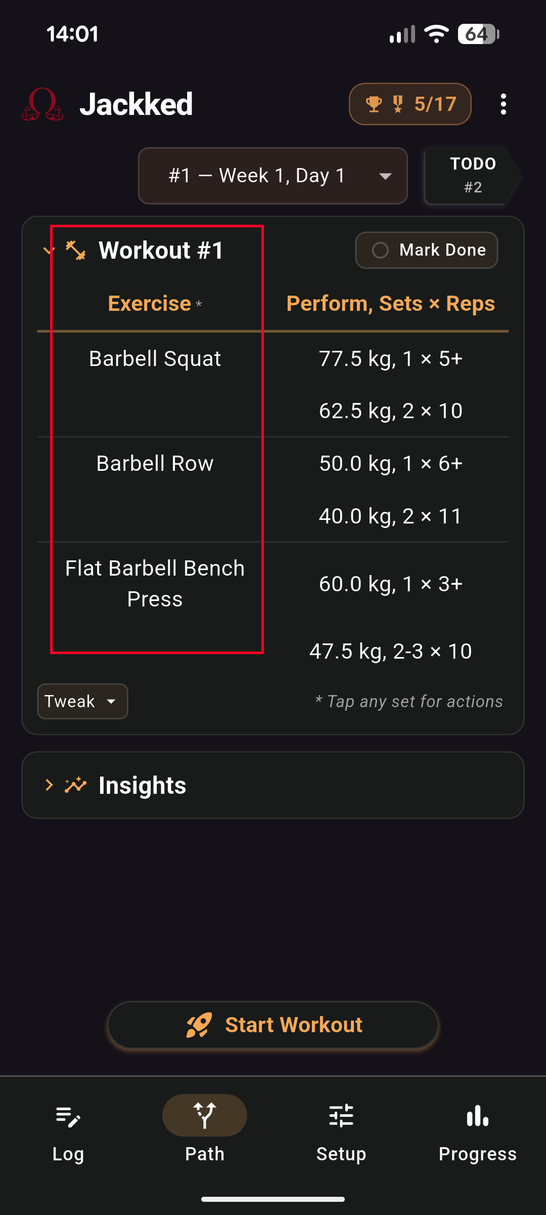 Workout Day 1